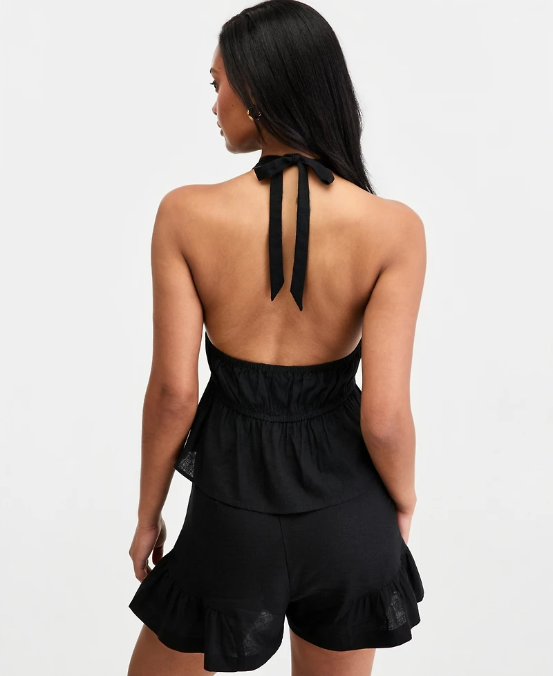Bar Iii Women's Linen-Blend Halter Top, Macy's Exclusive