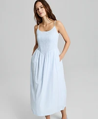 And Now This Petite Scoop Neck Smocked Midi Dress, Macy's Exclusive