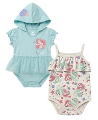 Disney Baby Girls' The Little Mermaid Print Bodysuit, 2-Pack
