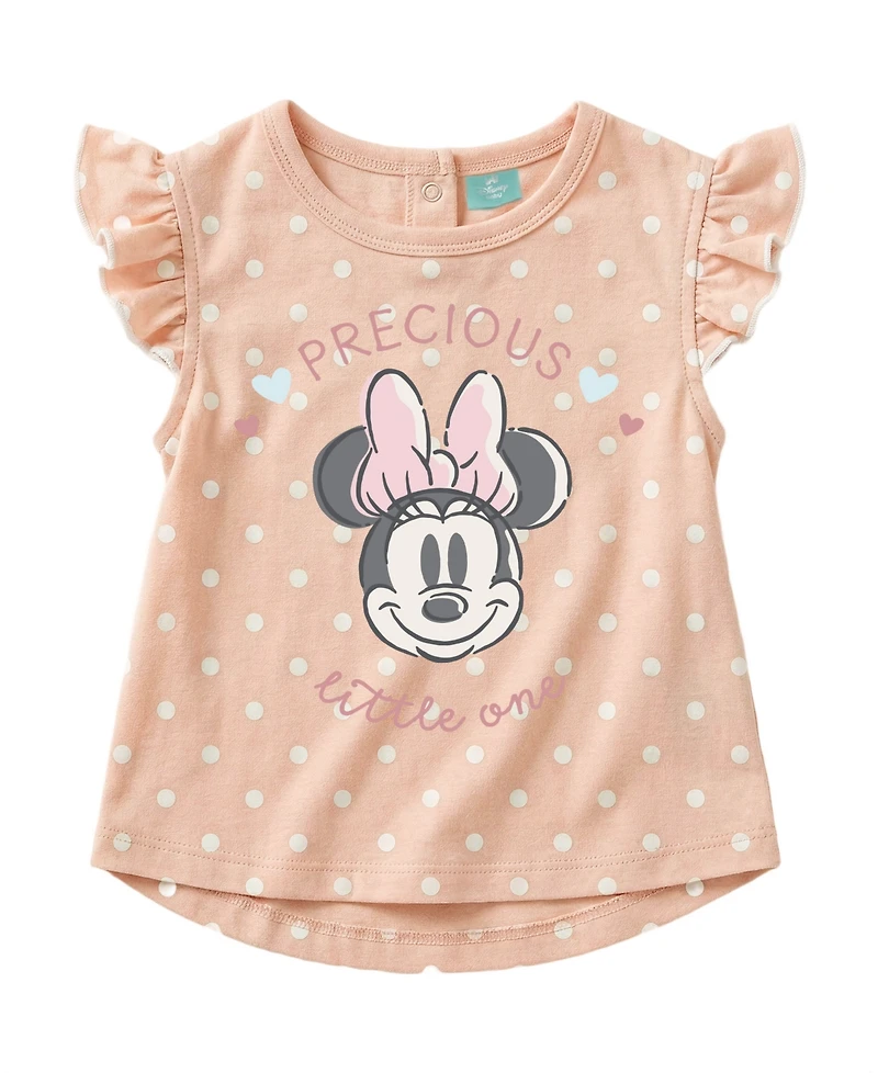 Disney Baby Girls' Minnie Print Top, Bodysuit and Shorts, 3-Piece Set