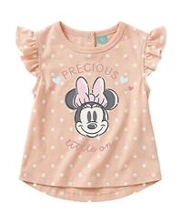 Disney Baby Girls' Minnie Print Top, Bodysuit and Shorts, 3-Piece Set