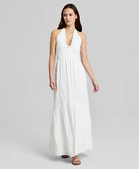 And Now This Petite Crochet Trim Halter Neck Maxi Dress, Macy's Exclusive