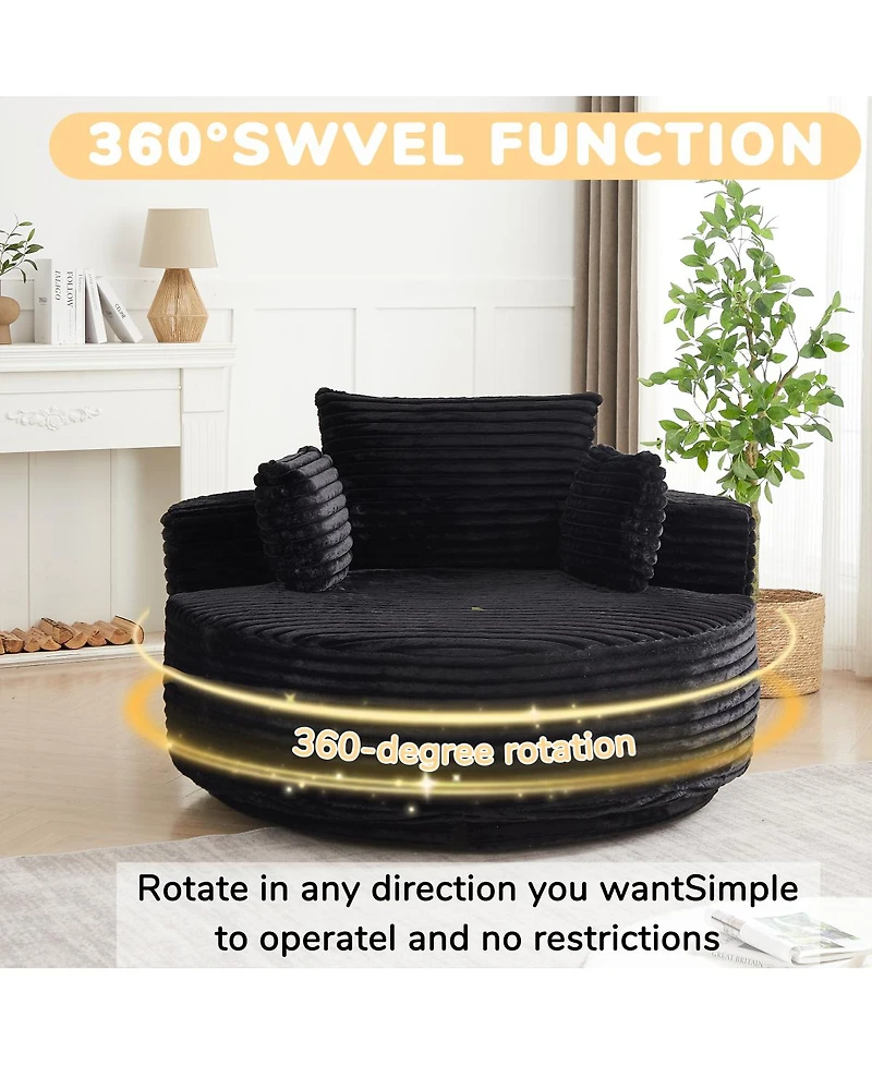 Streamdale Furniture Streamdale 55" Corduroy Foam Swivel Chair, Modern Sleeper