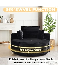Streamdale Furniture Streamdale 55" Corduroy Foam Swivel Chair, Modern Sleeper