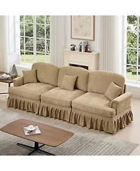 Streamdale Furniture Streamdale Mid Century Chenille 3 Seater Sofa, Flared Arms, Removable Skirt