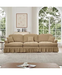 Streamdale Furniture Streamdale Mid Century Chenille 3 Seater Sofa, Flared Arms, Removable Skirt