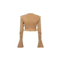 Luna B Women's Vera V-Neck Long Sleeve Crop Top