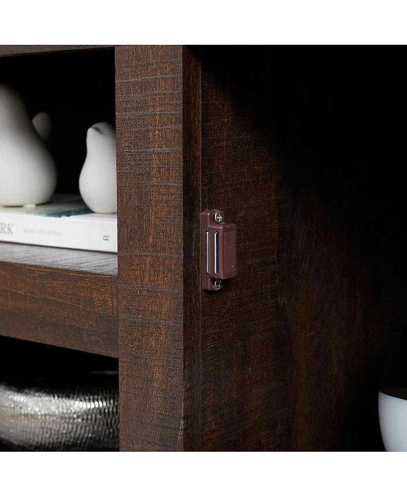 Streamdale Furniture Farmhouse Barn Door Tv Stand Media Console Espresso 60.23"W