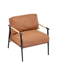 Streamdale Furniture Modern Accent Chair with Metal Frame & Wooden Armrest