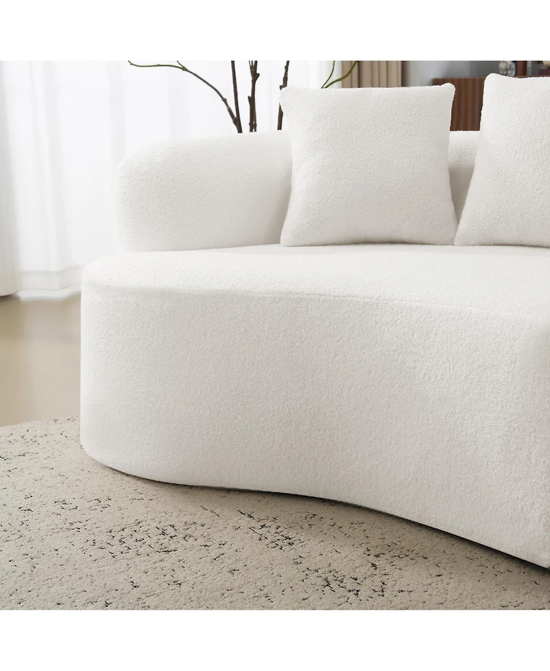 Streamdale Furniture Streamdale Curved Teddy Velvet Sofa - Compact 4 Seater