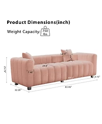 Streamdale Furniture Premium Velvet 3-Seater Sofa with Metal Base and 2 Pillows