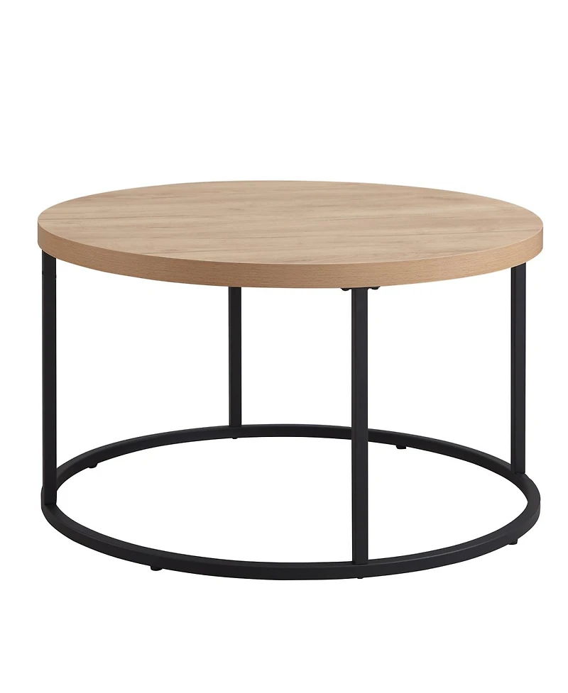 Streamdale Furniture 31.5" Round Coffee Table - Modern Industrial Wood & Metal Center Table