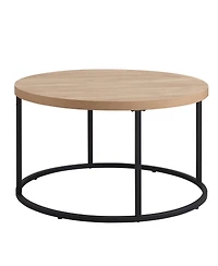 Streamdale Furniture 31.5" Round Coffee Table - Modern Industrial Wood & Metal Center Table