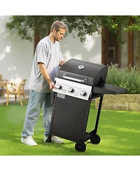 Ecooso 3-Burner Propane Gas Grill with 338 Sq. In. Cooking Area, 36,000 Btu, Foldable Side Shelves