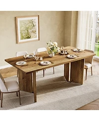 Tribesigns 63 Inch Solid Wood Dining Table, Farmhouse Kitchen Table, Rustic Wooden Dinner Table