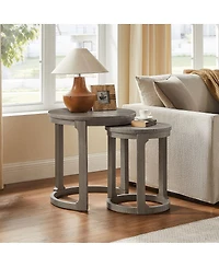 Streamdale Furniture 24" 2PC Curved Round Wooden Coffee Table Set