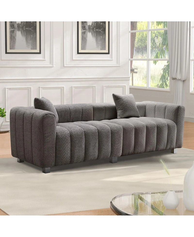 Streamdale Furniture Premium Velvet 3-Seater Sofa with Metal Base and 2 Pillows