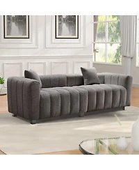 Streamdale Furniture Premium Velvet 3-Seater Sofa with Metal Base and 2 Pillows