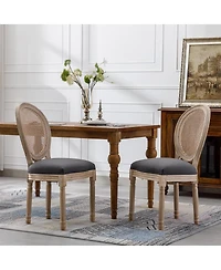 Streamdale Furniture Streamdale French Country Rattan Upholstered Dining Chairs