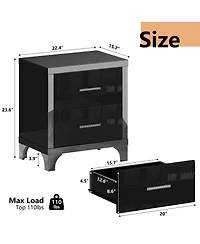 Streamdale Furniture Mirrored 2 Drawer High Gloss Bedside Table – Modern Nightstand