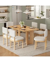 Streamdale Furniture Farmhouse Wood Dining Table Set for 6, 60" Rectangular Table with Upholstered Chairs