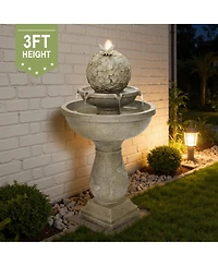LuxenHome Decorative Garden Birdbath Fountain, Resin Water Feature with Pedestal Design
