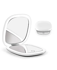 Homfan Led Lighted Travel Makeup Mirror,1X/10X Magnifying Double Sided Dimmable Portable Pocket,2-Sided,Usb Charging