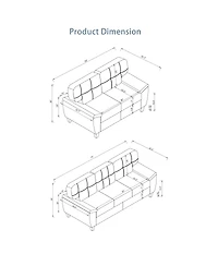 Streamdale Furniture Modern 3-Seater & Loveseat Faux Leather Sofa with Storage