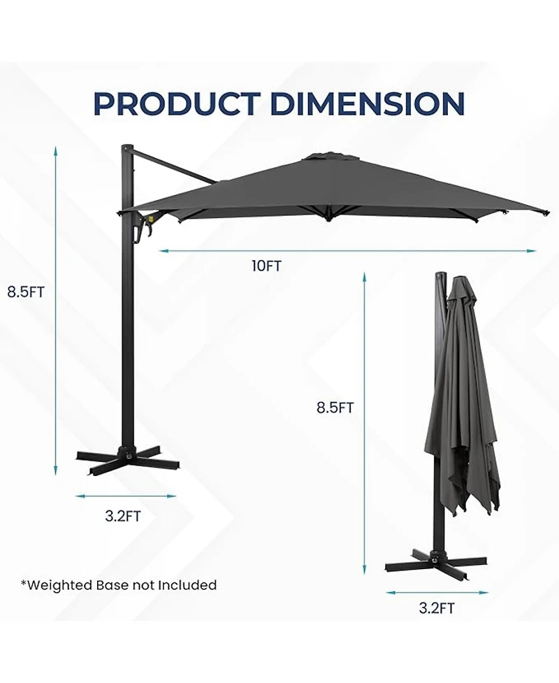 Mondawe 6.5 x 10 Ft Rectangular Patio Umbrella with Crank & Tilt (No Base)