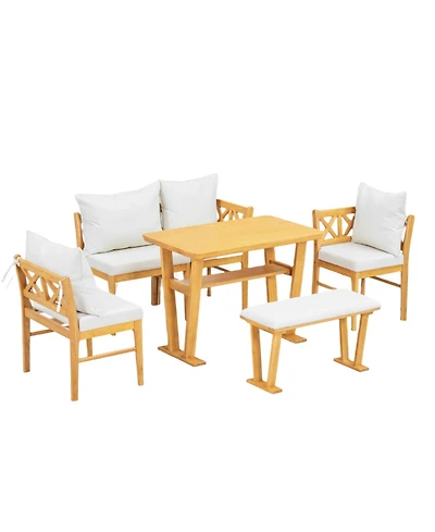 Streamdale Furniture Farmhouse Kitchen Nook Dining Set - 6 Piece