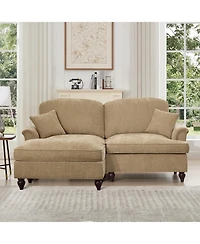 Streamdale Furniture Mid Century Modular L-Shaped Sofa, Chenille, Ottoman, Light Coffee