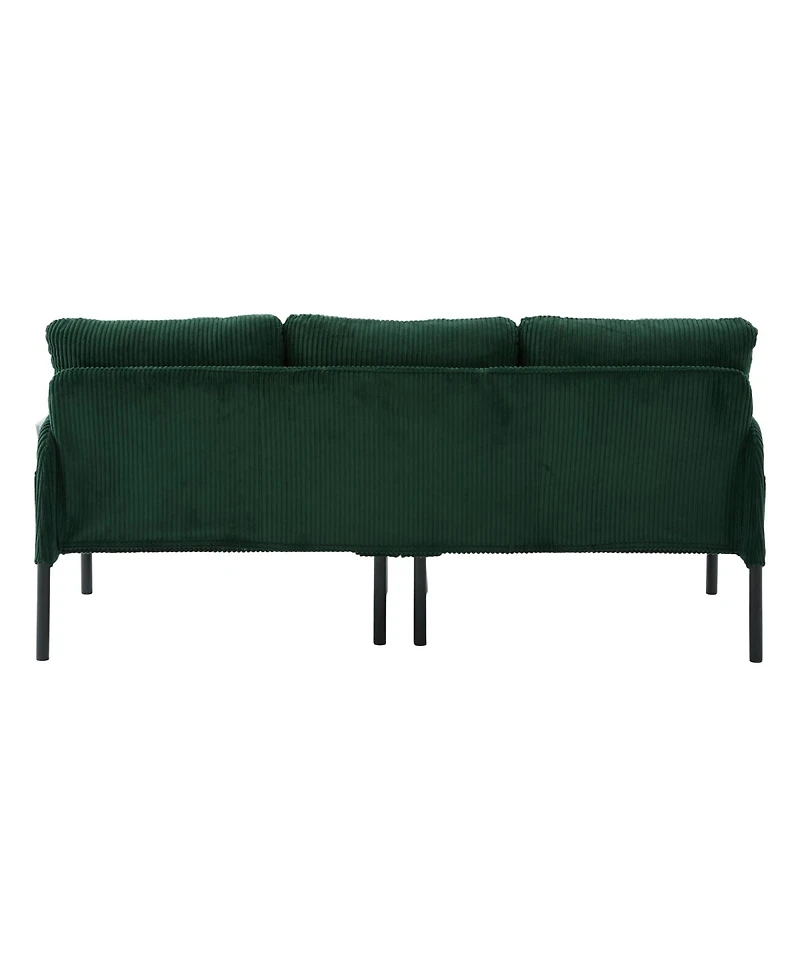 Streamdale Furniture Oversized Corduroy Loveseat Sofa with Metal Legs & Side Pockets
