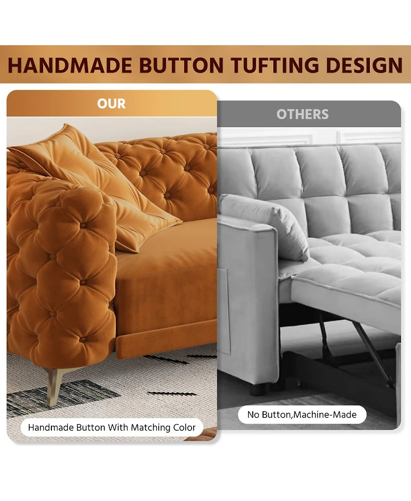 Streamdale Furniture 3-in-1 Convertible Sleeper Sofa with Pull-Out Bed and Ottoman