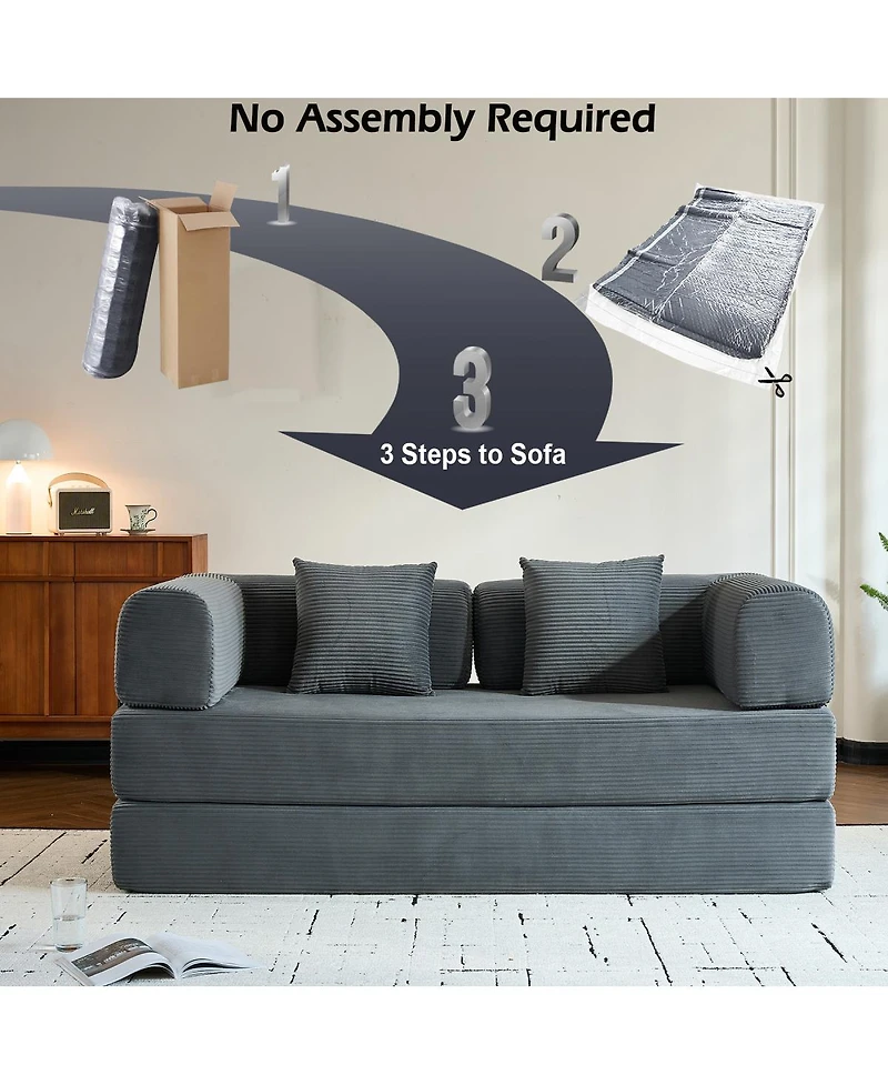 Streamdale Furniture Convertible Corduroy Sleeper Sofa Bed with Pillow