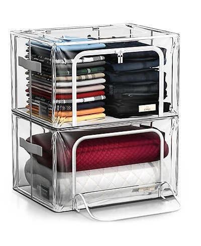 Sorbus Foldable Clear Plastic Storage Bags with Metal Frame & Carry Handles for Bedding Linen & Clothing