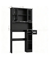 Yigii Over Toilet Storage Cabinet 2 Glass Doors Paper Holder Adjustable Shelves Bathroom Laundry