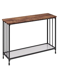 gaomon 32" Retro Narrow Console Table with 2 Storage Shelves, Glass and Metal