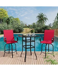 gaomon 3 Pcs Patio Swivel Bar Stools Set, 3 Piece Swivel Outdoor Table and Chairs Bar Set, All Weather Textile Fabric Outdoor High Stool Bistro Set