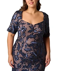 Adrianna Papell Plus Sequin Sweetheart Neck Ball Gown