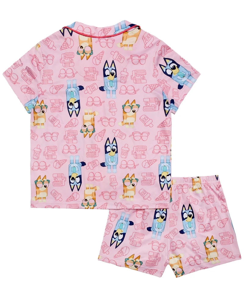 Bluey Girls' 4-10 Notch Collar Top and Shorts, 2-Piece Set