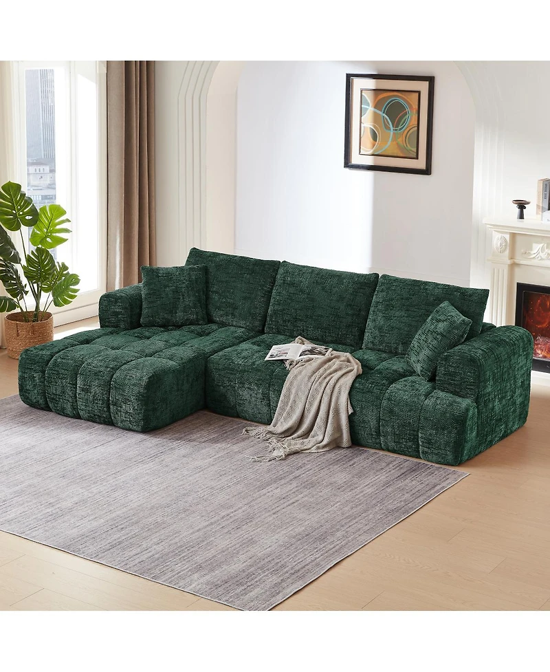 Streamdale Furniture Chenille L-Shape Luxury Sectional Oversized Sofa, Minimalist Design