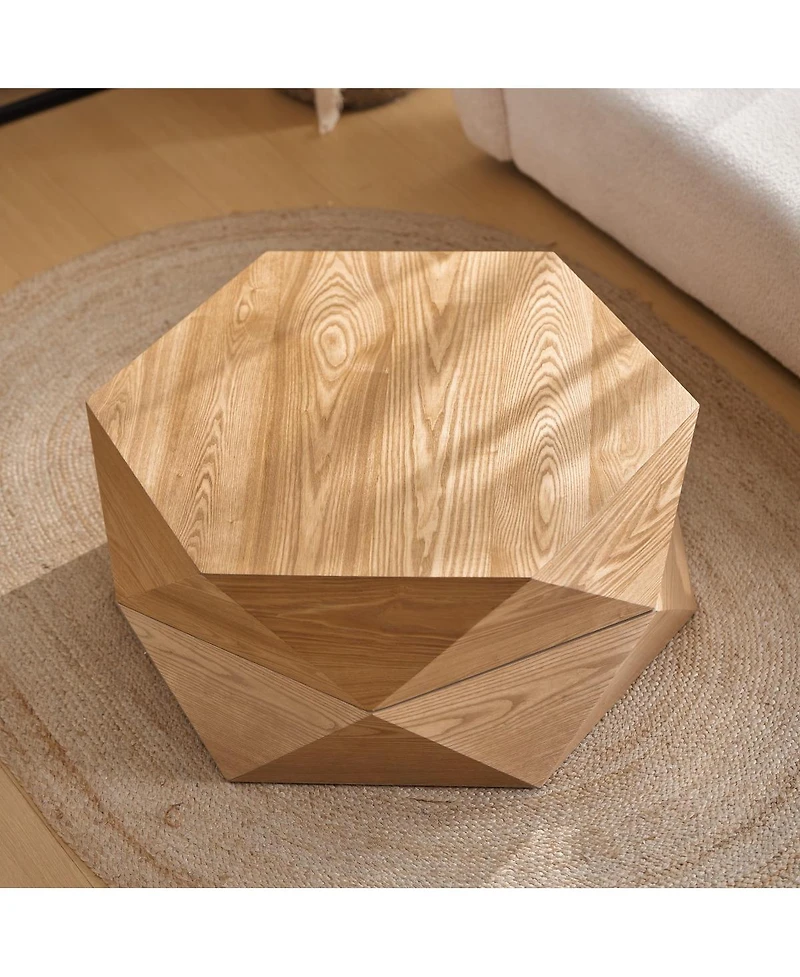 Streamdale Furniture Retro Polygon Flip Top Coffee Table with Hidden Storage.