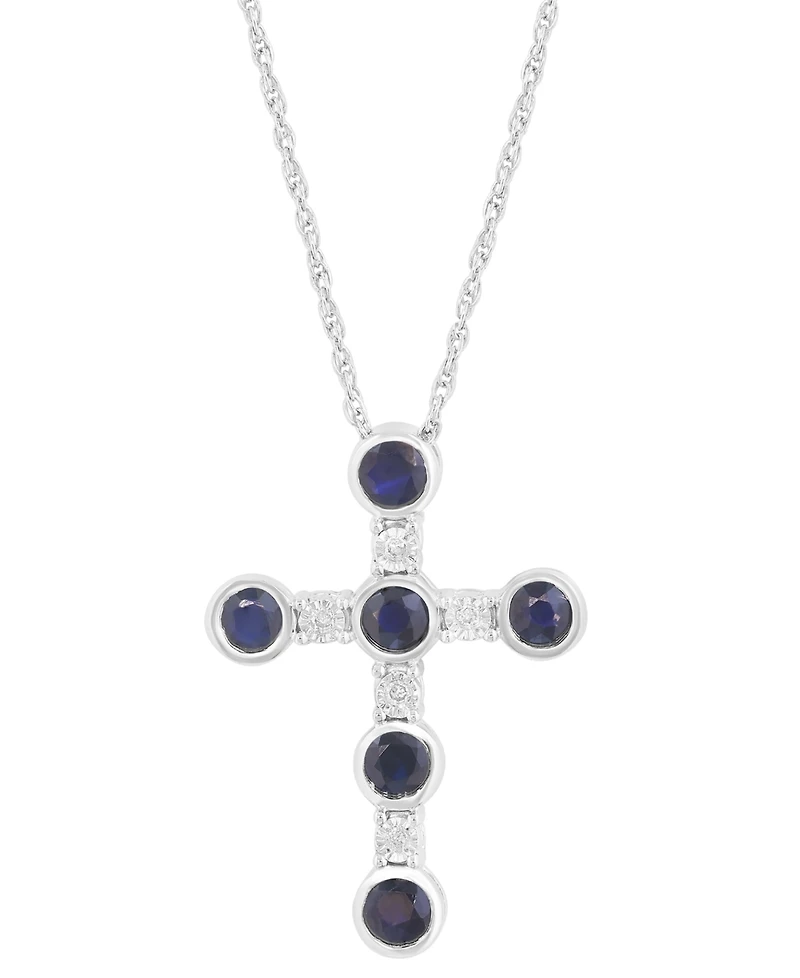 Effy Collection Sapphire (5/8 ct. t.w.) & Diamond Accent Pendent Necklace in Sterling Silver