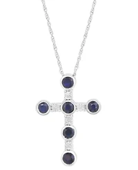 Effy Collection Sapphire (5/8 ct. t.w.) & Diamond Accent Pendent Necklace in Sterling Silver