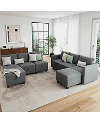 gaomon Modular Sofa Sectional Sleeper Couch with Two Ottomans Storage Seats Eight Seat Oversized Sleeper Living Room