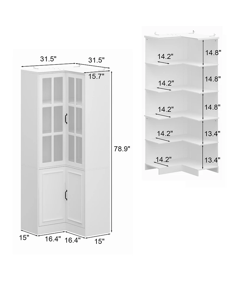 Homsee 5-Shelf Wood Corner Standard Bookcase with Adjustable Shelves
