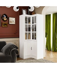 Homsee 5-Shelf Wood Corner Standard Bookcase with Adjustable Shelves