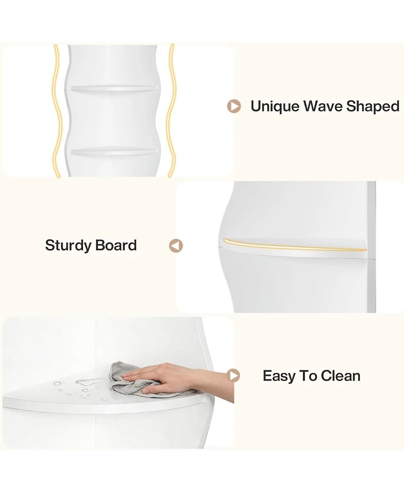 Tribesigns White Corner Shelf, 70.8-Inch Tall Modern Free Standing Corner Bookshelf, 5-Tier Display Corner Bookcase