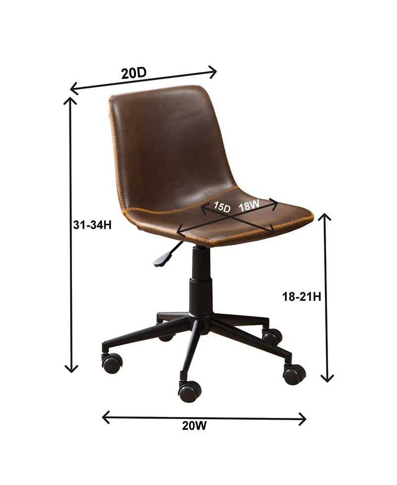 Simplie Fun Faux Leather 360 Swivel Air Lift Office Chair, Antique Gray