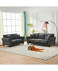 Streamdale Furniture 63" Modern 2-Seater Chenille Sofa, Rolled Arms, Nailhead Trim